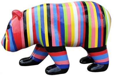 Casa Padrino figurine décorative design ours multicolore rayé 165 x 65 x H. 90 cm - Énorme sculpture décorative - Figurine de Jardin - Décoration de Jardin de Luxe