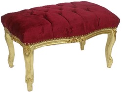 Casa Padrino sgabello barocco rosso borgogna / oro 60 x 40 x A. 35 cm - Sgabello barocco fatto a mano con strass - Mobili in stile barocco