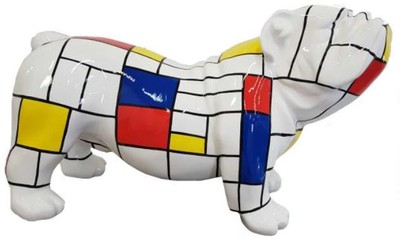 Casa Padrino figurine décorative design chien bouledogue blanc / multicolores 55 x H. 32 cm - Sculpture décorative résistante aux intempéries - Décoration Salon - Décoration Jardin - Décoration di Design 