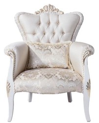 Casa Padrino sillón de salón barroco de lujo con cojín decorativo crema / blanco / oro 83 x 94 x A. 111 cm - Muebles de salón en estilo barroco