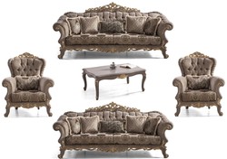 Casa Padrino luxury baroque living room set brown / gray / gold - 2 Sofas & 2 Armchairs & 1 Coffee Table - Magnificent baroque living room furniture Casa Padrino luxury baroque living room set brown / gray / gold - 2 Sofas & 2 Armchairs & 1 Coffee Table - Magnificent baroque living room furniture