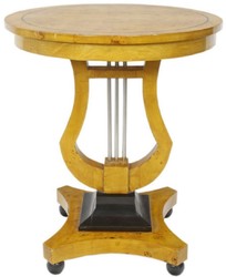Casa Padrino table d'appoint Art Déco érable moucheté marron clair / noir / argent Ø 55 x H. 70 cm - Mobilier de Salon Art Déco