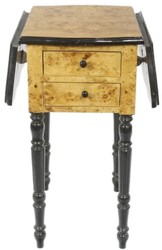 Casa Padrino tavolino Art Déco con 2 cassetti acero bird-eye marrone chiaro / nero 40 x 30 x A. 75 cm - Mobili da Soggiorno Art Deco