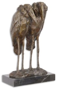 Casa Padrino escultura de bronce de lujo Marabu Cigüeñas bronce / negro 21,2 x 16,7 x A. 35,8 cm - Figura de bronce con base de mármol - Figura Decorativa