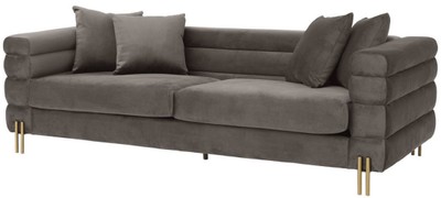 Casa Padrino luxury couch gray / brass 230 x 95 x H. 70.5 cm - Living room sofa with fine velvet - Luxury Furniture