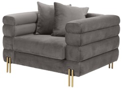 Casa Padrino luxury armchair gray / brass 109 x 97 x H. 68 cm - Living room armchair with fine velvet fabric - Luxury Furniture