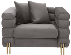 Casa Padrino luxury armchair gray / brass 109 x 97 x H. 68 cm - Living room armchair with fine velvet fabric - Luxury Furniture