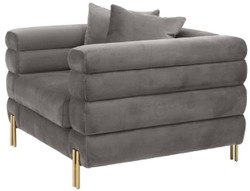 Casa Padrino luxury armchair gray / brass 109 x 97 x H. 68 cm - Living room armchair with fine velvet fabric - Luxury Furniture