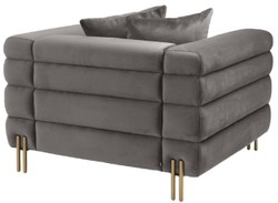 Casa Padrino luxury armchair gray / brass 109 x 97 x H. 68 cm - Living room armchair with fine velvet fabric - Luxury Furniture
