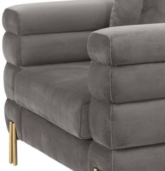 Casa Padrino luxury armchair gray / brass 109 x 97 x H. 68 cm - Living room armchair with fine velvet fabric - Luxury Furniture