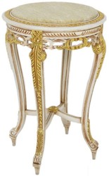 Casa Padrino tavolino barocco con piano in marmo bianco / beige / oro / crema Ø 40 x A. 60 cm - Tavolo rotondo in stile antico - Mobile da salotto barocco