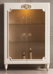 Casa Padrino vitrina barroco de lujo blanco / oro 116 x 45 x A. 170 cm - Vitrina iluminada de madera maciza con 2 puertas de vidrio - Muebles barrocos nobles 
