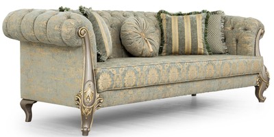 Casa Padrino Luxus Barock Wohnzimmer Set Grün / Gold / Grau / Gold - 2 Sofas & 2 Sessel - Wohnzimmer Möbel im Barockstil - Edel & Prunkvoll
