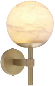Casa Padrino lámpara de pared de lujo latón antiguo / alabastro 18 x 26 x A. 35 cm - Elegante lámpara de pared de metal con pantalla redonda de alabastro - Colección de Lujo