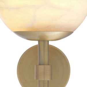 Casa Padrino Luxus Wandleuchte Antik Messingfarben / Alabaster 18 x 26 x H. 35 cm - Elegante Metall Wandlampe mit rundem Alabaster Lampenschirm - Luxus Kollektion