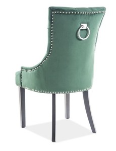 Casa Padrino Luxus Chesterfield Esszimmer Stuhl Grün / Silber / Schwarz - Küchenstuhl mit Samtstoff - Esszimmer Möbel