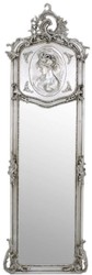 Casa Padrino miroir baroque argent 55 x H. 175 cm - Miroir mural de style antique fait main - Miroir complet - Miroir d'armoire - Miroir de salon - Meubles de style baroque