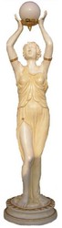 Casa Padrino lampadaire d'extérieur Art Nouveau sculpture femme romaine crème / beige / or H. 180 cm