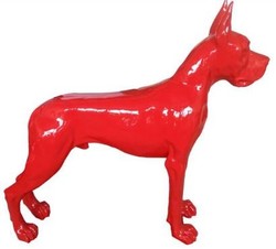 Casa Padrino figura decorativa de diseño perro Mastín Alemán rojo 125 x A. 110 cm - Escultura decorativa de tamaño natural - Figura animal resistente a la intemperie