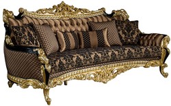 Casa Padrino sofá barroco de lujo marrón / negro / oro 260 x 110 x A. 117 cm - Sofá de salón magnífica con cojines decorativas - Muebles nobles barrocos