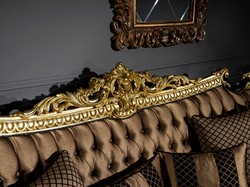 Casa Padrino sofá barroco de lujo marrón / negro / oro 260 x 110 x A. 117 cm - Sofá de salón magnífica con cojines decorativas - Muebles nobles barrocos