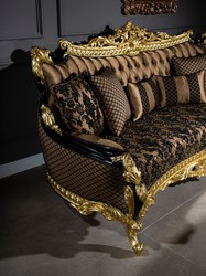 Casa Padrino sofá barroco de lujo marrón / negro / oro 260 x 110 x A. 117 cm - Sofá de salón magnífica con cojines decorativas - Muebles nobles barrocos