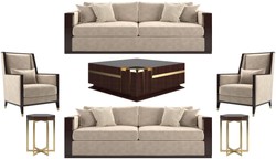 Casa Padrino set da soggiorno Art Déco di lusso beige / marrone scuro lucido / oro - 2 Divani e 2 Poltrone e 1 Tavolo da Soggiorno e 2 Tavolini - Mobili da salotto nobili - Qualità di Lusso Casa Padrino set da soggiorno Art Déco di lusso beige / marrone scuro lucido / oro - 2 Divani e 2 Poltrone e 1 Tavolo da Soggiorno e 2 Tavolini - Mobili da salotto nobili - Qualità di Lusso