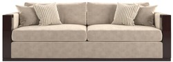 Casa Padrino set da soggiorno Art Déco di lusso beige / marrone scuro lucido / oro - 2 Divani e 2 Poltrone e 1 Tavolo da Soggiorno e 2 Tavolini - Mobili da salotto nobili - Qualità di Lusso