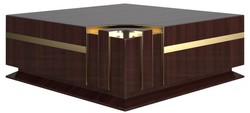 Casa Padrino set da soggiorno Art Déco di lusso beige / marrone scuro lucido / oro - 2 Divani e 2 Poltrone e 1 Tavolo da Soggiorno e 2 Tavolini - Mobili da salotto nobili - Qualità di Lusso
