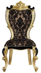 Casa Padrino set sedia da pranzo barocco di lusso con un motivo elegante marrone / nero / oro 60 x 65 x A. 120 cm - Set da 6 sedie da cucina in stile barocco - Mobili per sala da pranzo barocco