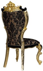 Casa Padrino set sedia da pranzo barocco di lusso con un motivo elegante marrone / nero / oro 60 x 65 x A. 120 cm - Set da 6 sedie da cucina in stile barocco - Mobili per sala da pranzo barocco