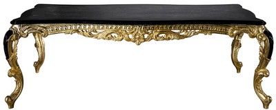 Casa Padrino table de salle à manger baroque de luxe noir / or 230 x 114 x H. 80 cm - Table de salle à manger en bois massif magnifique - Meubles de salle à manger de style baroque