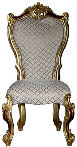 Casa Padrino Luxus Barock Esszimmer Stuhl Set Grau / Gold / Rot / Gold 58 x 57 x H. 107 cm - Küchen Stühle 6er Set im Barockstil - Barock Esszimmer Möbel