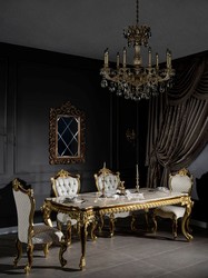 Casa Padrino conjunto de sillas de comedor barroco de lujo gris / oro / rojo / oro 58 x 57 x A. 107 cm - Sillas de cocina conjunto de 6 estilo barroco - Muebles de comedor barrocos