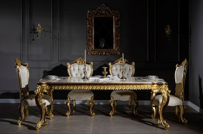 Casa Padrino Luxus Barock Esstisch 230 x 105 x H. 80 cm - Prunkvoller Massivholz Esszimmertisch - Esszimmer Möbel im Barockstil
