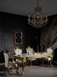 Casa Padrino table de salle à manger baroque de luxe 230 x 105 x H. 80 cm - Table de salle à manger en bois massif magnifique - Meubles de salle à manger de style baroque