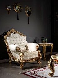 Barock Wohnzimmer Sessel Weiß Gold Barockstil Sessel Antik Stil Sessel Weiß Gold Baroque Living Room Armchair White Gold Baroque Style Armchair White Gold Antique Style Armchair