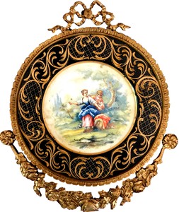Casa Padrino murale in ceramica barocca con cornice decorata 38 x 32 cm - decorazione murale barocca piatto da parete stile antico Casa Padrino murale in ceramica barocca con cornice decorata 38 x 32 cm - decorazione murale barocca piatto da parete stile antico