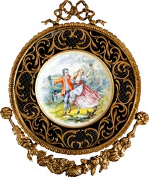 Casa Padrino baroque ceramic mural with decorated frame 38 x 32 cm - baroque wall decoration wall plate antique style Casa Padrino baroque ceramic mural with decorated frame 38 x 32 cm - baroque wall decoration wall plate antique style