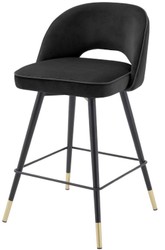 Casa Padrino luxury bar chair set black / brass 51 x 52 x H. 92.5 cm - Bar stools with rotating seat and noble velvet fabric - Luxury Bar Furniture