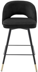 Casa Padrino luxury bar chair set black / brass 51 x 52 x H. 92.5 cm - Bar stools with rotating seat and noble velvet fabric - Luxury Bar Furniture