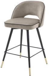 Casa Padrino luxury bar chair set greige / black / brass 51 x 52 x H. 92.5 cm - Bar stools with rotating seat and noble velvet fabric - Luxury Bar Furniture