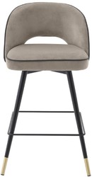 Casa Padrino luxury bar chair set greige / black / brass 51 x 52 x H. 92.5 cm - Bar stools with rotating seat and noble velvet fabric - Luxury Bar Furniture
