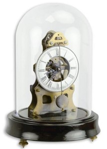 Casa Padrino Art Nouveau table clock with glass bell black / brass Ø 13 x H. 18.7 cm - Decorative Desk Clock - Decorative Accessories