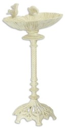 Casa Padrino Art Nouveau bañera para pájaros con 2 pájaros decorativos crema 50 x A. 93 cm - Bañera para pájaros de hierro fundido - Accesorios de decoración de jardín y terraza
