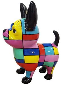 Casa Padrino figurine décorative design chien chihuahua multicolore H. 55 cm - Sculpture décorative résistante aux intempéries - Décoration Salon - Décoration Jardin - Décoration di Design 