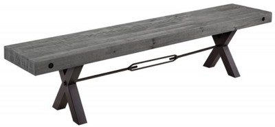 Casa Padrino panca design industriale grigio / nero 200 x 40 x A. 45 cm - Panca in legno massello con struttura in metallo verniciato a polvere - Mobili di design industriale