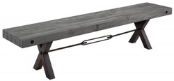 Casa Padrino banc design industriel gris / noir 200 x 40 x H. 45 cm - Banc en bois massif avec structure en métal thermolaqué - Mobilier design industriel