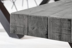 Casa Padrino banc design industriel gris / noir 200 x 40 x H. 45 cm - Banc en bois massif avec structure en métal thermolaqué - Mobilier design industriel