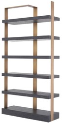 Casa Padrino armoire étagère de luxe gris anthracite / laiton 120,5 x 40 x H. 230 cm - Armoire en placage de chêne avec cadre en acier inoxydable - Armoire à livres - Mobilier de Salon de Luxe